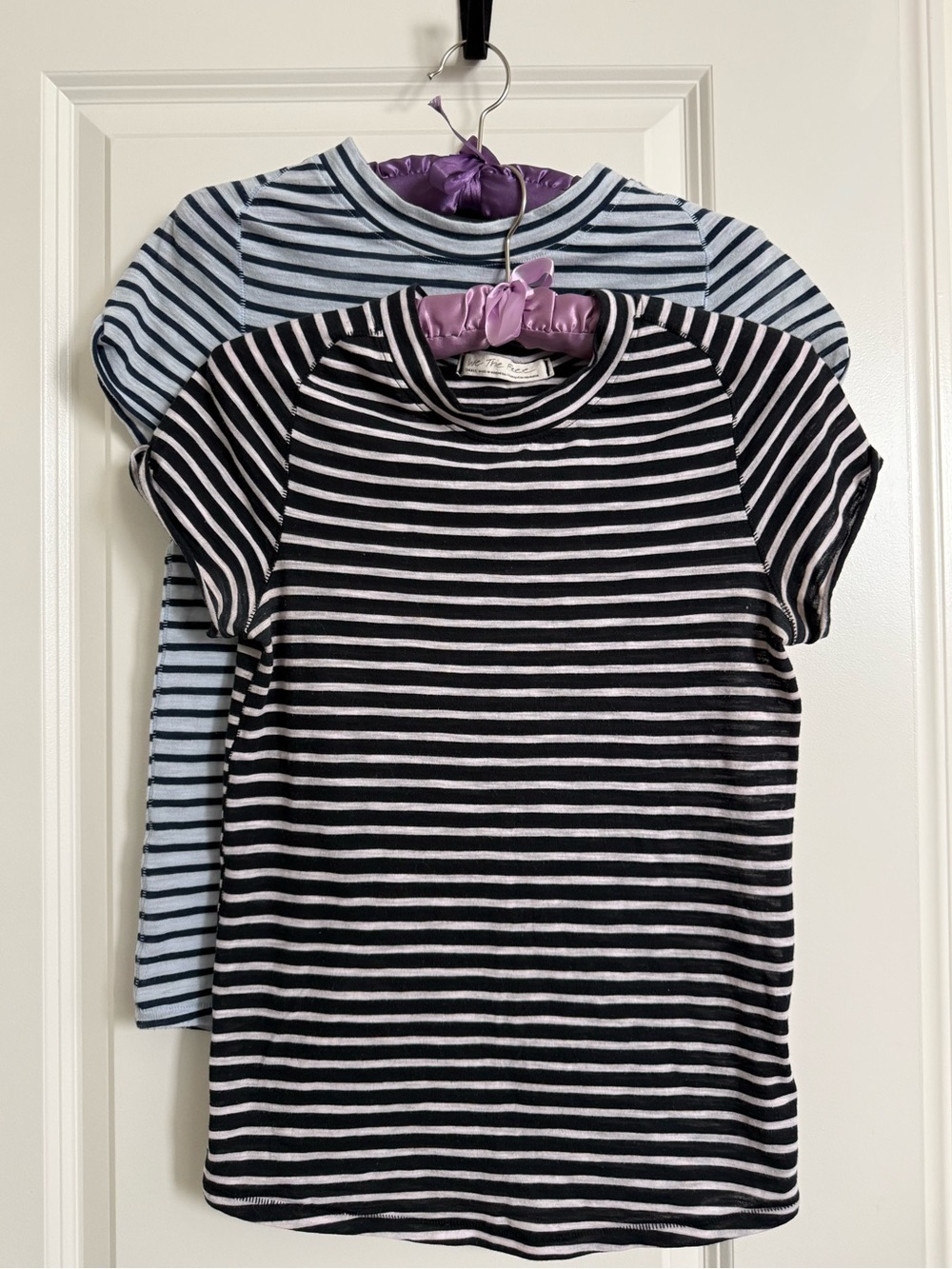 TWO We The Free People Night Sky stripe tee shirt bundle black/white periwinkle